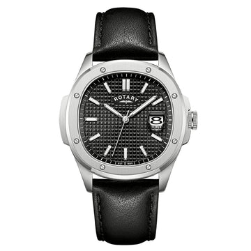 Rotary Apex100 Black Dial Calendar Stainless Steel Leather Men’s Watch | GS05575/04